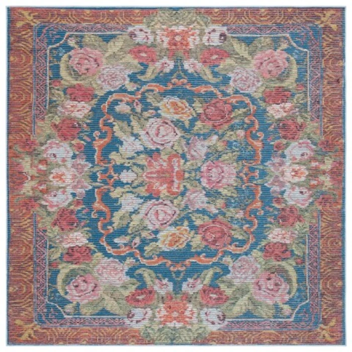 Safavieh Besarabian BES220 Blue / Sage Rust 6'-7" X 6'-7" Square Area Rug