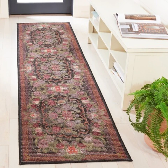 Safavieh Besarabian BES220 Black / Sage Rust 2' X 8' Runner Area Rug