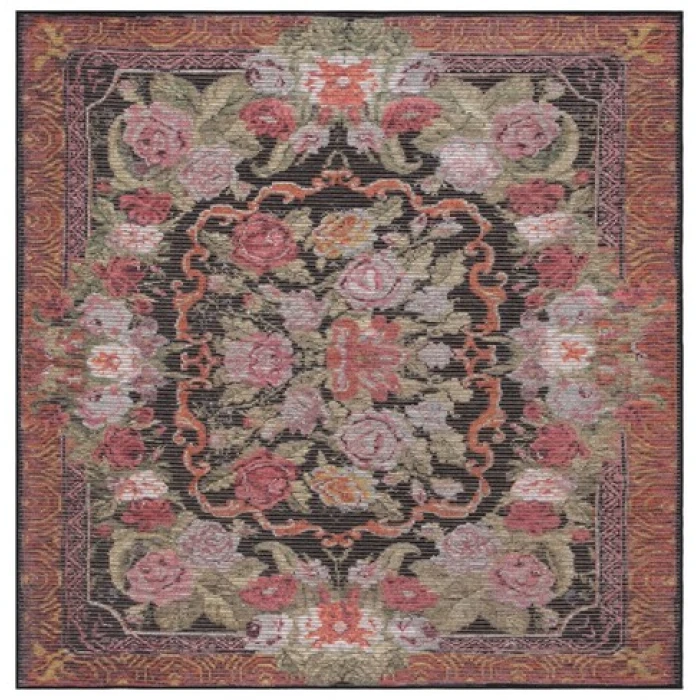 Safavieh Besarabian BES220 Black / Sage Rust 6'-7" X 6'-7" Square Area Rug
