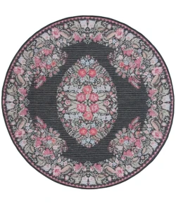 Safavieh Besarabian BES222 Black / Sage 6'-7" X 6'-7" Round Area Rug