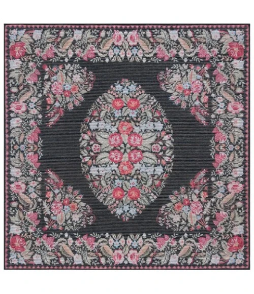 Safavieh Besarabian BES222 Black / Sage 6'-7" X 6'-7" Square Area Rug