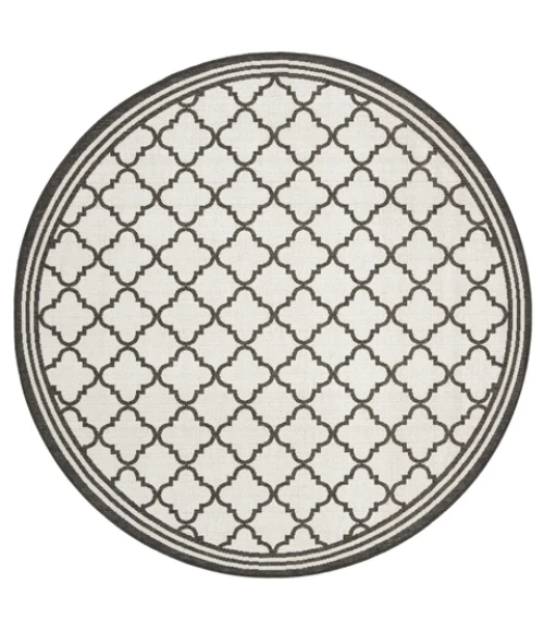 Safavieh Beach House BHS121 Light Grey / Charcoal 4' X 4' Round Area Rug