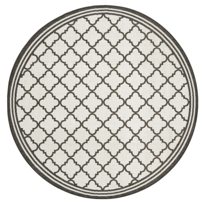 Safavieh Beach House BHS121 Light Grey / Charcoal 4' X 4' Round Area Rug