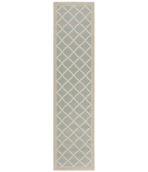 Safavieh Beach House BHS121 Aqua / Cream 2'-2" X 12' Runner Area Rug