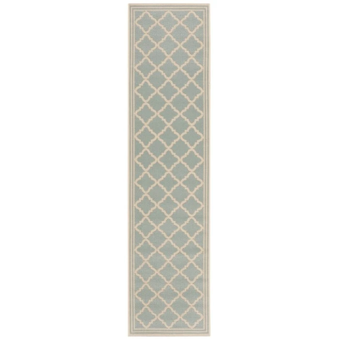 Safavieh Beach House BHS121 Aqua / Cream 2'-2" X 12' Runner Area Rug