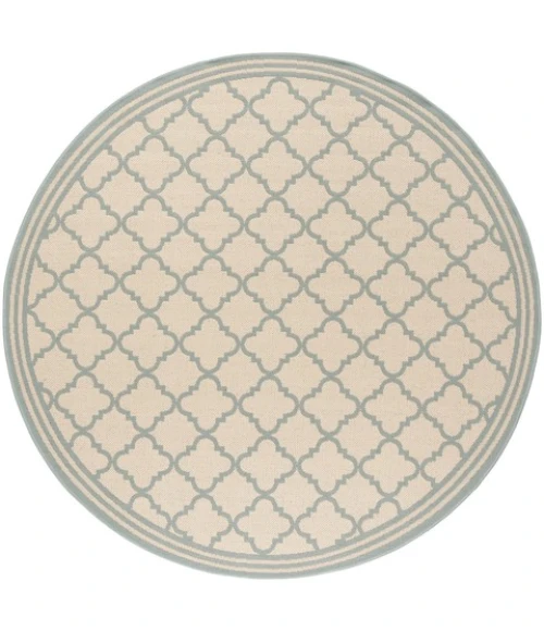 Safavieh Beach House BHS121 Cream / Aqua 4' X 4' Round Area Rug