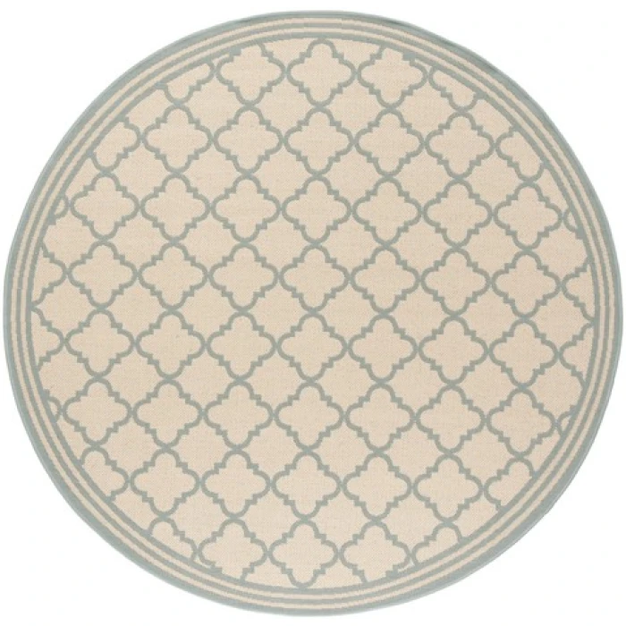 Safavieh Beach House BHS121 Cream / Aqua 4' X 4' Round Area Rug