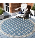 Safavieh Beach House BHS121 Blue / Creme 4' X 4' Round Area Rug