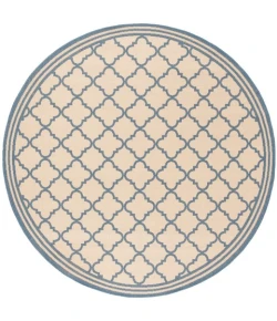 Safavieh Beach House BHS121 Cream / Blue 4' X 4' Round Area Rug
