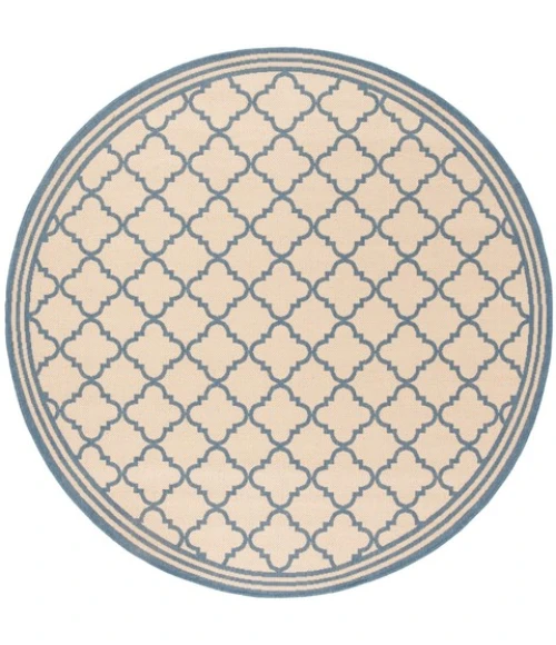 Safavieh Beach House BHS121 Cream / Blue 4' X 4' Round Area Rug