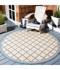 Safavieh Beach House BHS121 Cream / Blue 4' X 4' Round Area Rug