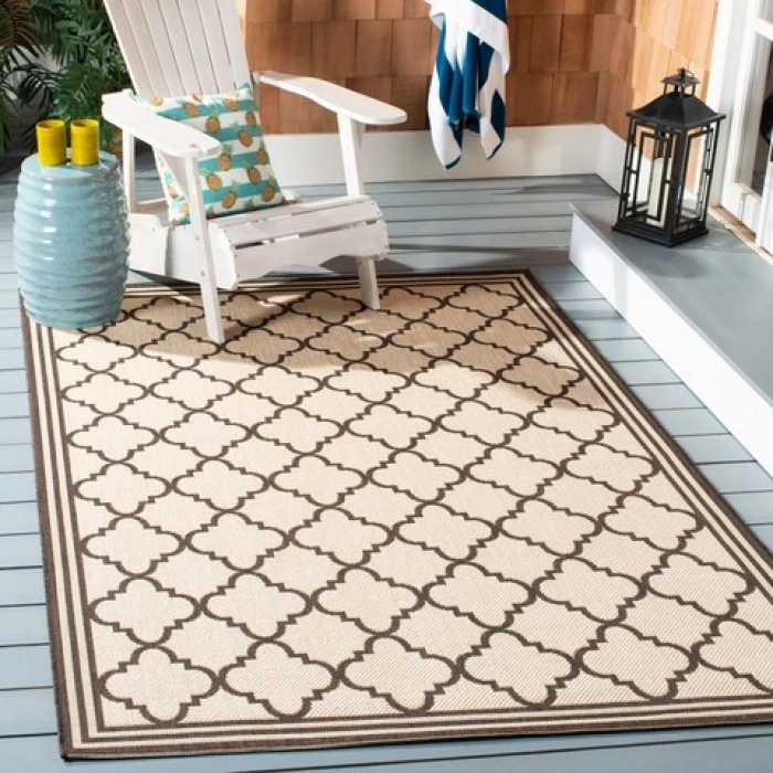 Safavieh Beach House BHS121 Creme / Brown 5'-3" X 7'-6" Rectangle Area Rug