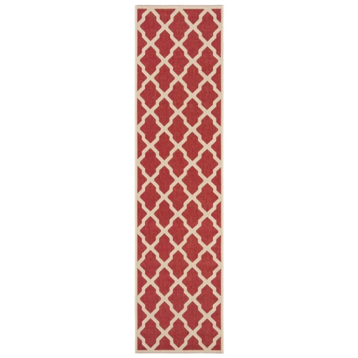 Safavieh Beach House BHS122 Red / Creme 2'-2" X 8' Runner Area Rug