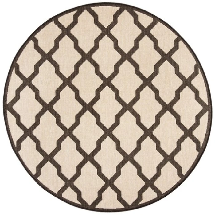 Safavieh Beach House BHS122 Creme / Brown 6'-7" X 6'-7" Round Area Rug