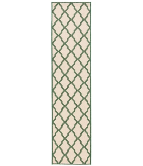 Safavieh Beach House BHS122 Cream / Green 2'-2" X 8' Runner Area Rug