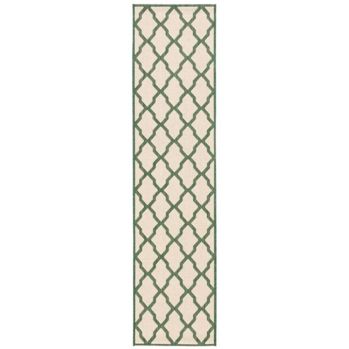 Safavieh Beach House BHS122 Cream / Green 2'-2" X 8' Runner Area Rug