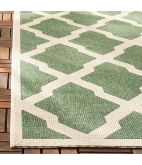 Safavieh Beach House BHS122 Green / Creme 2'-2" X 8' Runner Area Rug