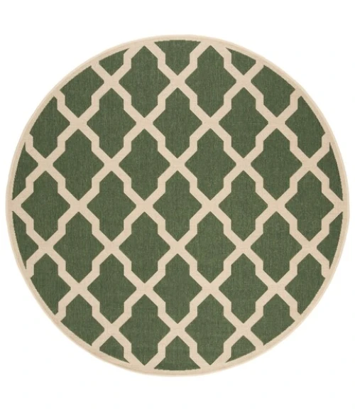 Safavieh Beach House BHS122 Green / Creme 6'-7" X 6'-7" Round Area Rug