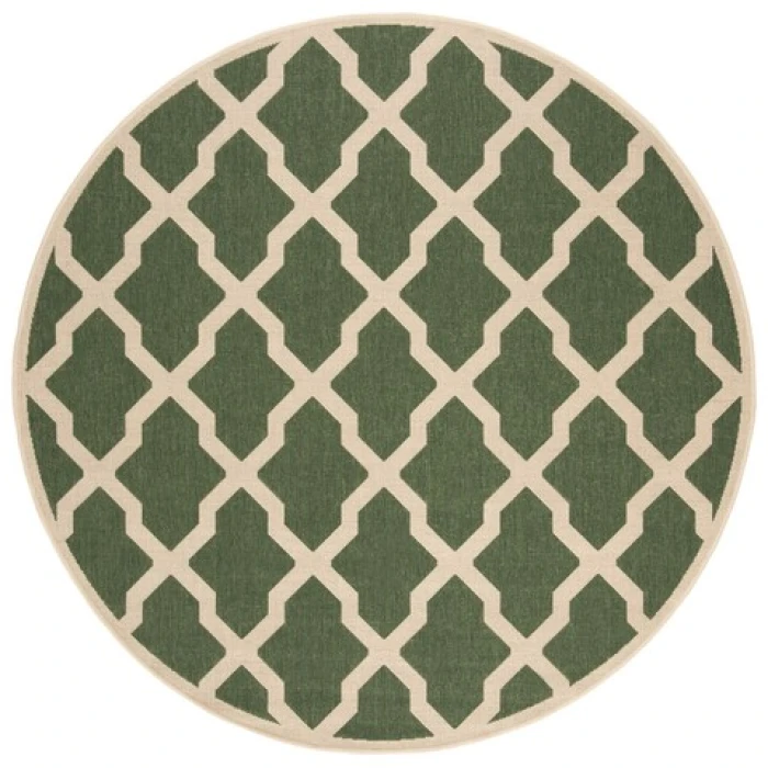 Safavieh Beach House BHS122 Green / Creme 6'-7" X 6'-7" Round Area Rug