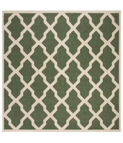 Safavieh Beach House BHS122 Green / Creme 6'-7" X 6'-7" Square Area Rug