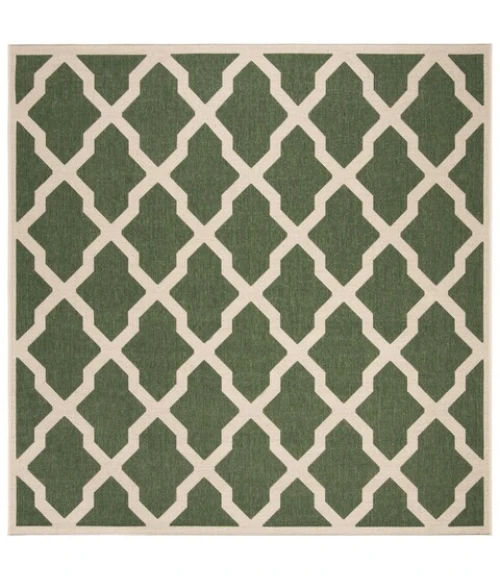 Safavieh Beach House BHS122 Green / Creme 6'-7" X 6'-7" Square Area Rug