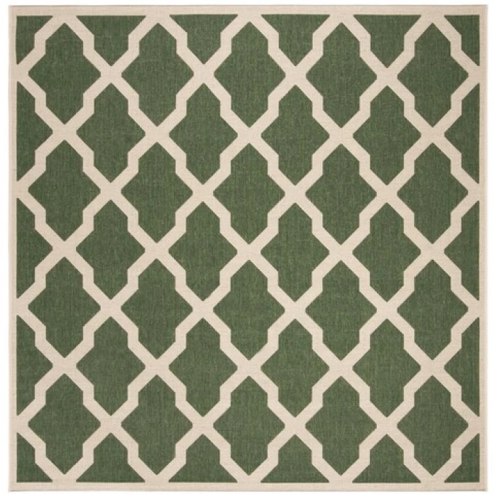 Safavieh Beach House BHS122 Green / Creme 6'-7" X 6'-7" Square Area Rug