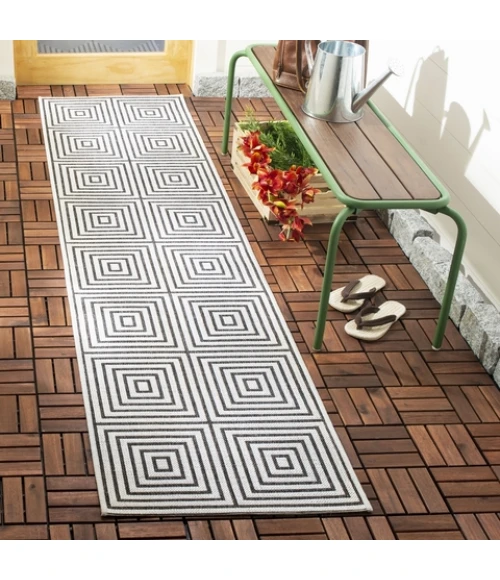 Safavieh Beach House BHS123 Light Grey / Charcoal 2'-2" X 10' Runner Area Rug