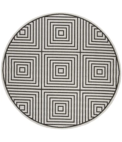 Safavieh Beach House BHS123 Light Grey / Charcoal 6'-7" X 6'-7" Round Area Rug