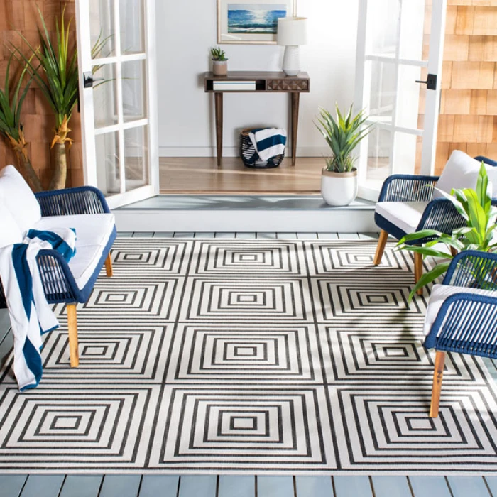 Safavieh Beach House BHS123 Light Grey / Charcoal 3' X 5' Rectangle Area Rug