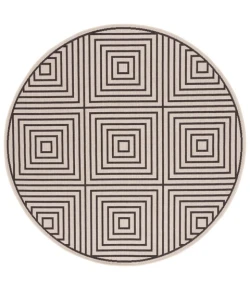 Safavieh Beach House BHS123 Creme / Brown 6'-7" X 6'-7" Round Area Rug