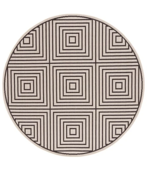 Safavieh Beach House BHS123 Creme / Brown 6'-7" X 6'-7" Round Area Rug
