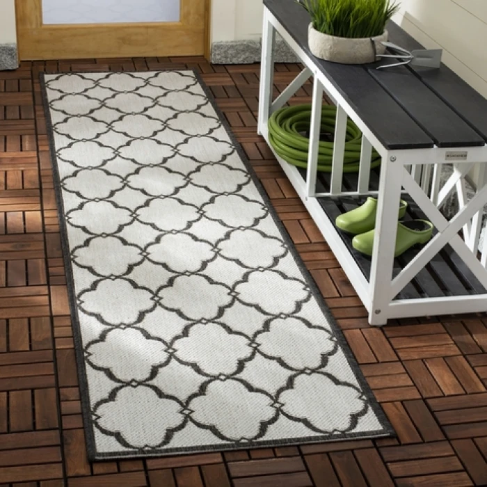Safavieh Beach House BHS125 Light Grey / Charcoal 2'-2" X 10' Runner Area Rug