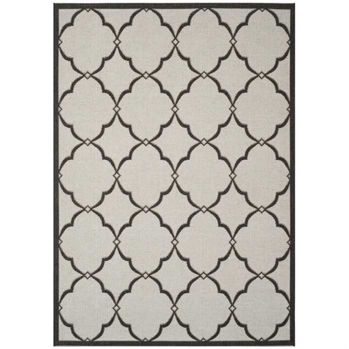 Safavieh Beach House BHS125 Light Grey / Charcoal 4' X 4' Round Area Rug