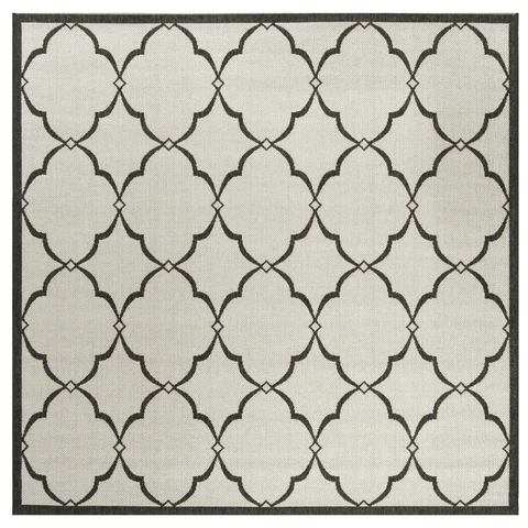 Safavieh Beach House BHS125 Light Grey / Charcoal 4' X 4' Square Area Rug