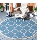 Safavieh Beach House BHS125 Blue / Creme 6'-7" X 6'-7" Round Area Rug