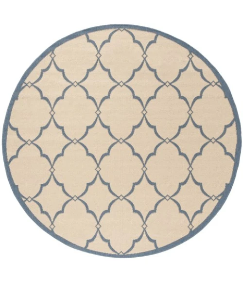 Safavieh Beach House BHS125 Cream / Blue 6'-7" X 6'-7" Round Area Rug