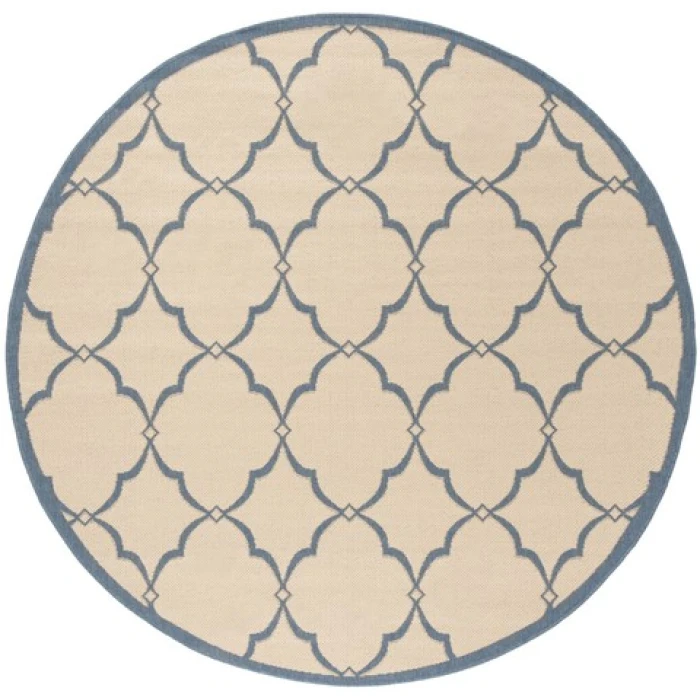 Safavieh Beach House BHS125 Cream / Blue 6'-7" X 6'-7" Round Area Rug