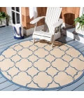 Safavieh Beach House BHS125 Cream / Blue 6'-7" X 6'-7" Round Area Rug