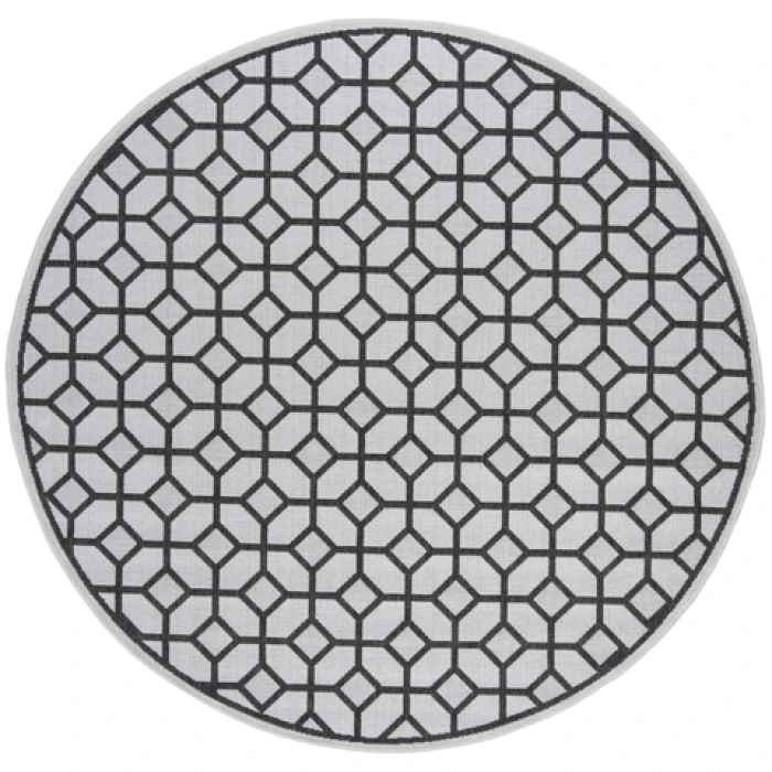Safavieh Beach House BHS127 Light Grey / Charcoal 6'-7" X 6'-7" Round Area Rug