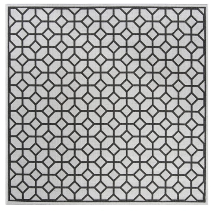 Safavieh Beach House BHS127 Light Grey / Charcoal 6'-7" X 6'-7" Square Area Rug