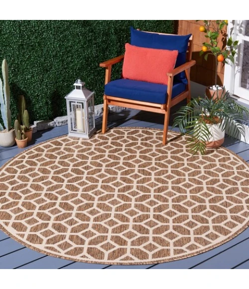 Safavieh Beach House BHS127 Beige / Cream 6'-7" X 6'-7" Round Area Rug