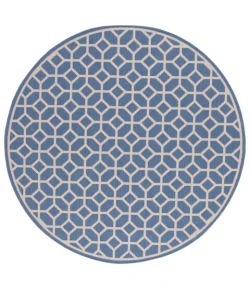 Safavieh Beach House BHS127 Blue / Creme 6'-7" X 6'-7" Round Area Rug