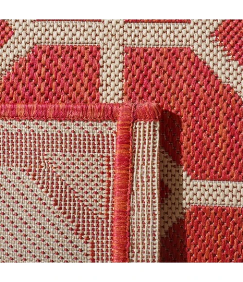 Safavieh Beach House BHS127 Red / Creme 2'-2" X 6' Runner Area Rug