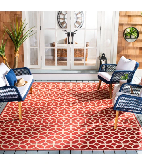 Safavieh Beach House BHS127 Red / Creme 2'-2" X 4' Accent Area Rug