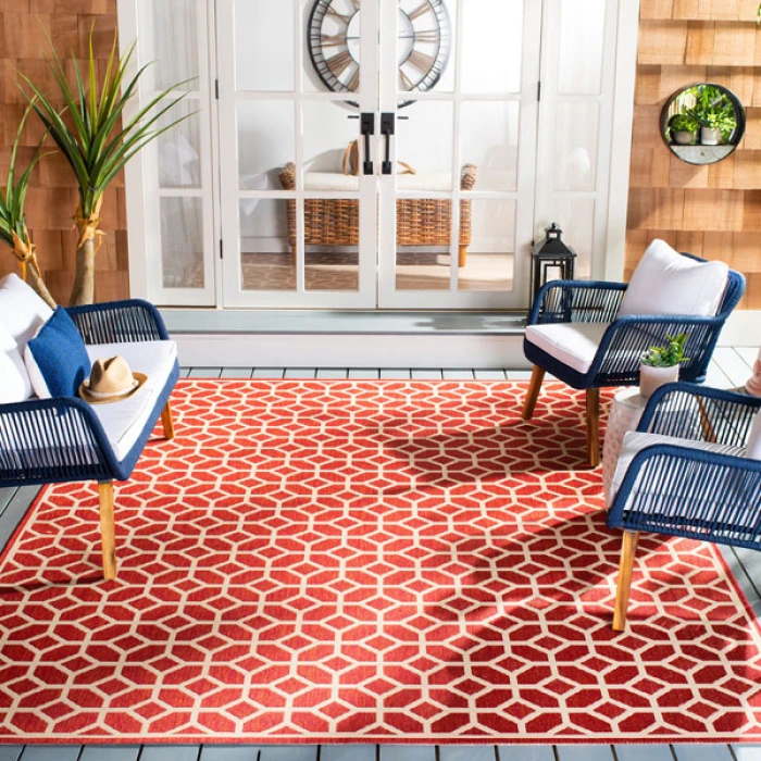Safavieh Beach House BHS127 Red / Creme 2'-2" X 4' Accent Area Rug