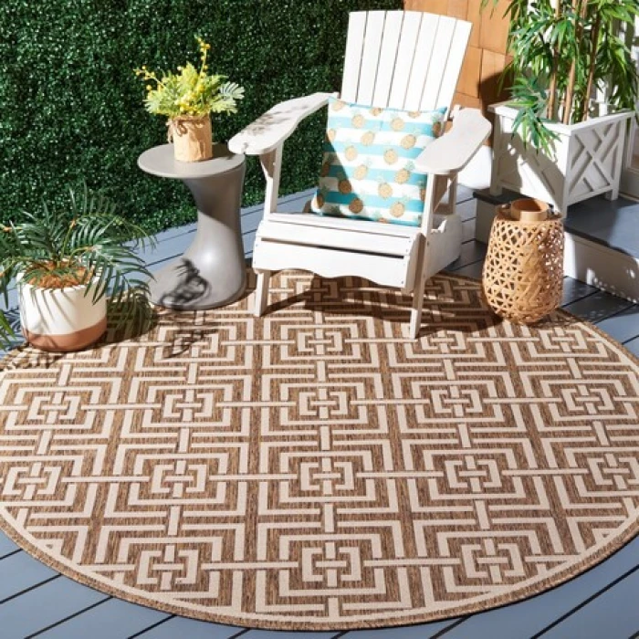 Safavieh Beach House BHS128 Beige / Cream 6'-7" X 6'-7" Round Area Rug