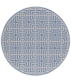 Safavieh Beach House BHS128 Blue / Creme 6'-7" X 6'-7" Round Area Rug