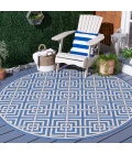 Safavieh Beach House BHS128 Blue / Creme 6'-7" X 6'-7" Round Area Rug