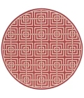 Safavieh Beach House BHS128 Red / Creme 6'-7" X 6'-7" Round Area Rug
