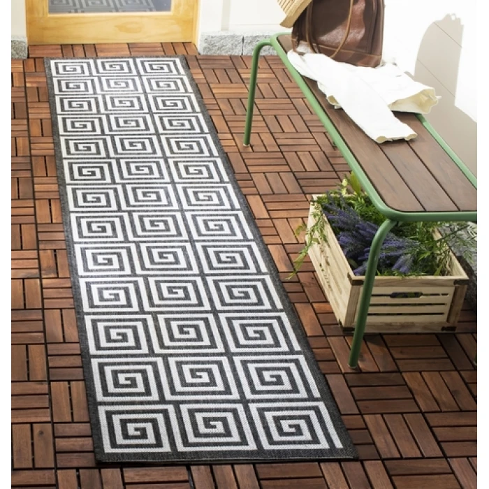 Safavieh Beach House BHS129 Light Grey / Charcoal 2'-2" X 10' Runner Area Rug